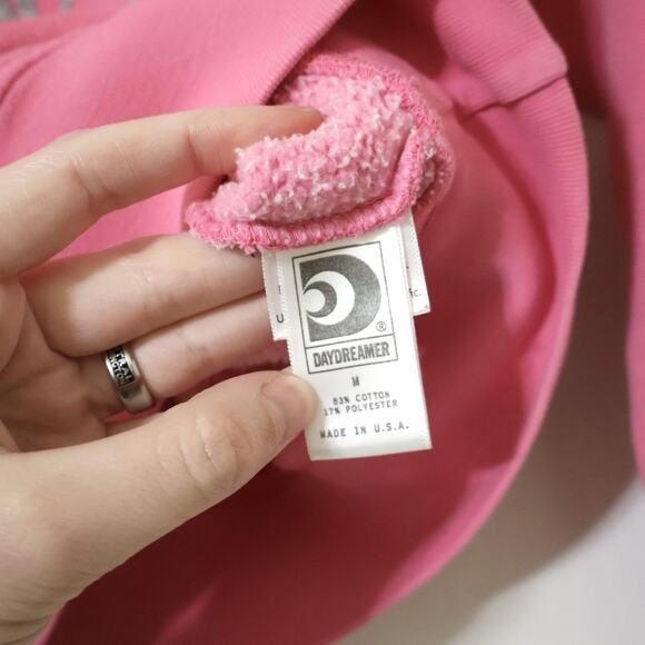 Daydreamer Fleetwood Mac Circle Logo Raglan Pink Cropped Crewneck Sweatshirt M - Picture 4 of 9